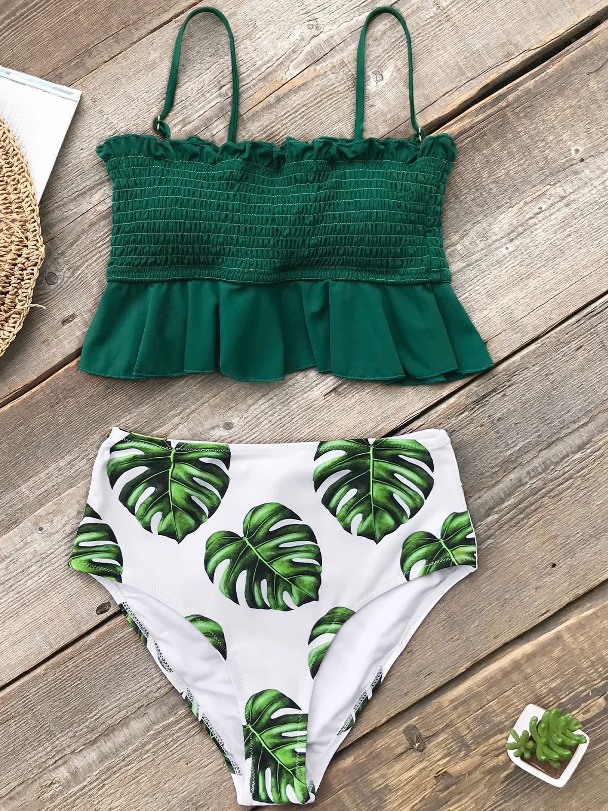 Women High Waist Bikini Swimsuit Ruffle Two Piece Bathing Suit