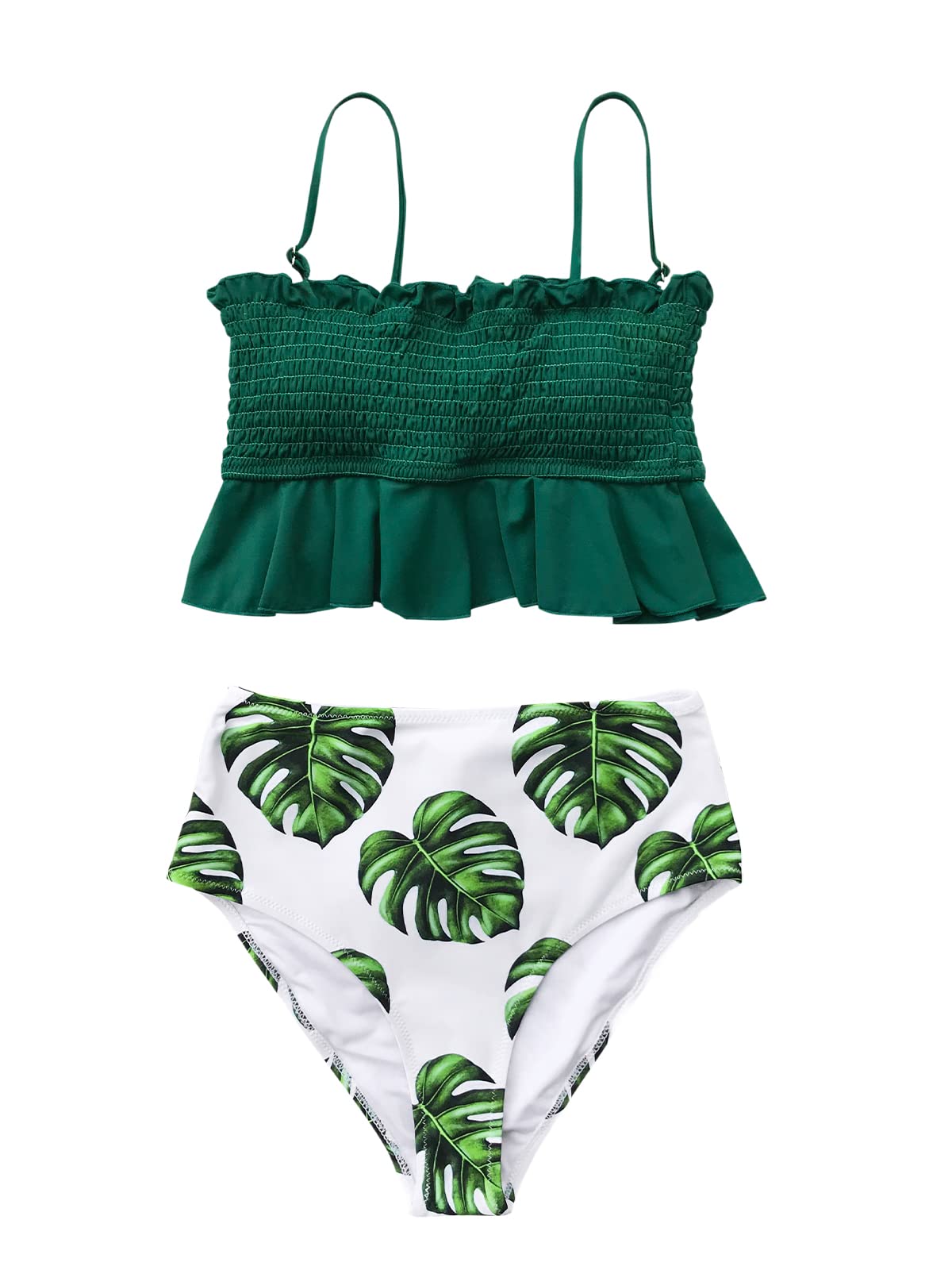 Women High Waist Bikini Swimsuit Ruffle Two Piece Bathing Suit