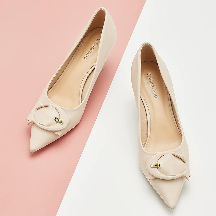 C.Paravano Womens Pumps I Low Heel for Women I Womens Designer Pumps I Kitten Heels for Women I Womens Short Heels I Leather Pumps for Women