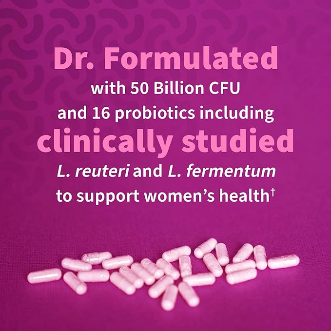 Dr. Formulated Probiotics for Women & Prebiotics, 50 Billion CFU for Women’s Daily Digestive Vaginal & Immune Health, Garden of Life 16 Probiotic Strains Shelf Stable No Gluten Dairy Soy, 30 Capsules