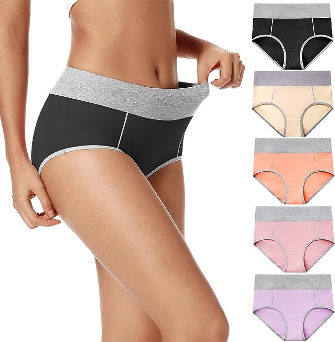 POKARLA Womens Cotton Underwear High Waist Full Coverage Briefs Soft Breathable Postpartum Panties Stretch Underpants