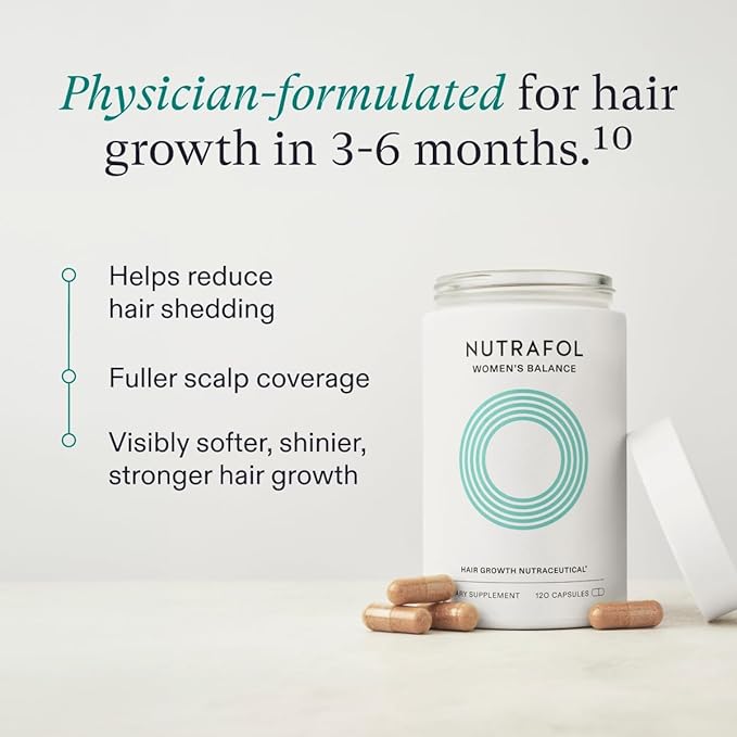 Nutrafol Women s Balance Hair Growth Supplements, Ages 45 and Up, Clinically Proven for Visibly Thicker Hair and Scalp Coverage, Dermatologist Recommended - 1 Month Supply