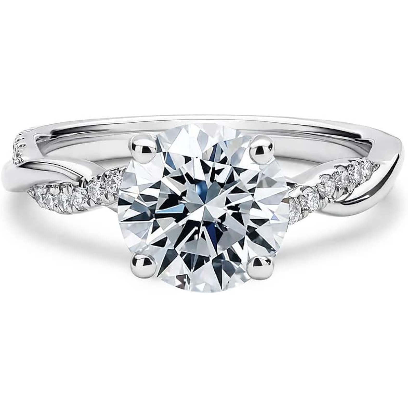 Molioaki 1.16-4.16 Carat Round Cut Moissanite Engagement Rings for women Platinum Plated Silver Ring Moissanite Rings