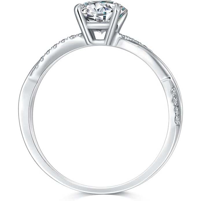 Molioaki 1.16-4.16 Carat Round Cut Moissanite Engagement Rings for women Platinum Plated Silver Ring Moissanite Rings