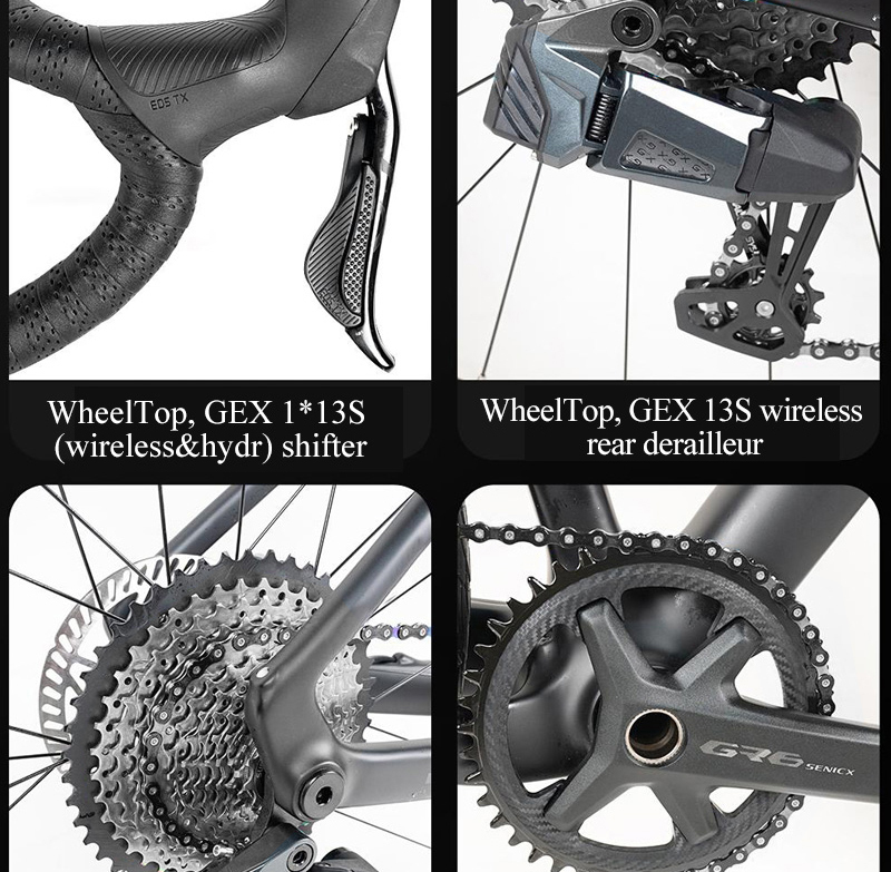 TWITTER 700X40C Wireless Carbon Gravel Bicycle WheelTop GEX 13S Electronic Shifter Road Hydraulic Disc Cycling Bikes For Adults