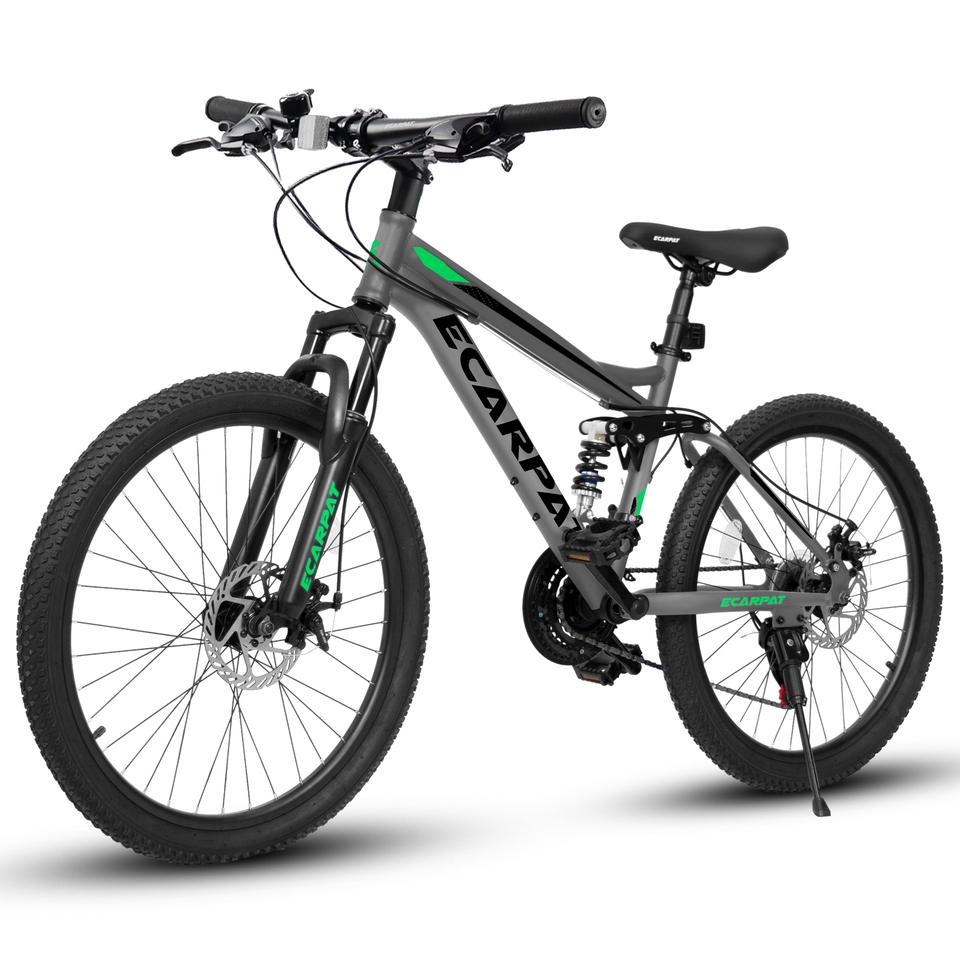 Ecarpat Dual Full Suspension Mountain Bike 24/26/27.5 Inch, Teenagers Boy Girl Mens Women Mountain Bike, 21-Speed Disc Bicycles