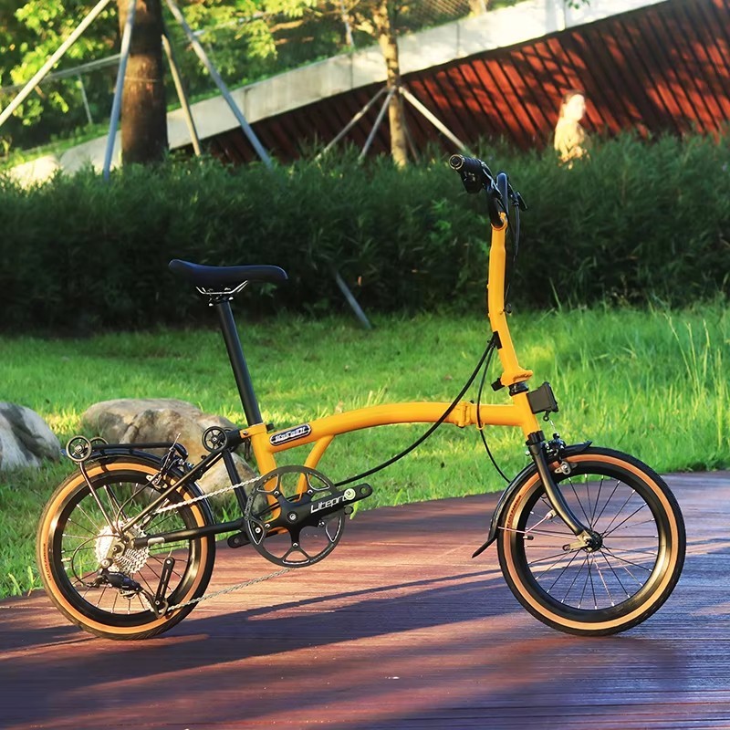 Kafeidi Retro Ultralight Folding Bicycle 53Tankset 349 Wheels 9-Speed Dual C-Brake 16-inch CRMO For Men's Women's 3 Fold Bike