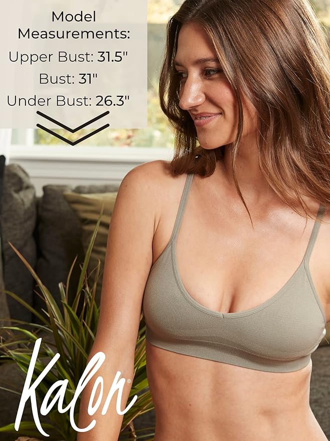 Kalon Women’s 4 Pack Racerback Sports Bralette Seamless Wireless Comfort Bra
