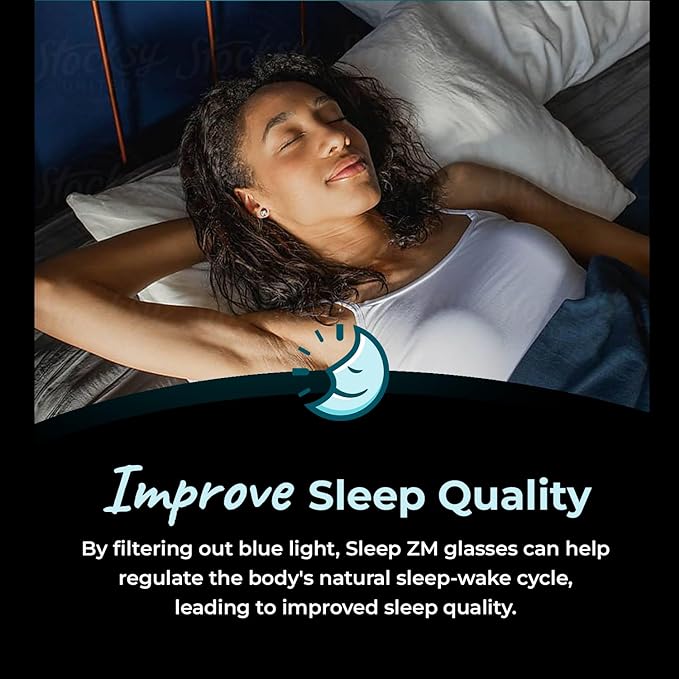 Sleep ZM Fit Over Blue Light Glasses for Computer, TV, Gaming Improve Sleep by Naturally Producing Melatonin for Women + Men