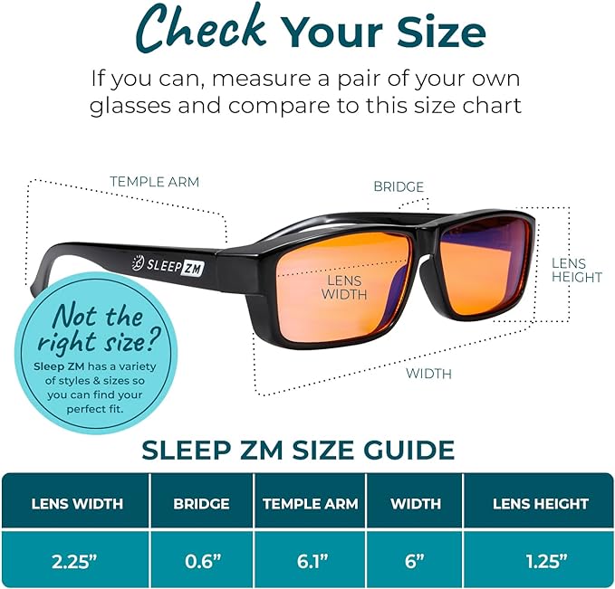 Sleep ZM Fit Over Blue Light Glasses for Computer, TV, Gaming Improve Sleep by Naturally Producing Melatonin for Women + Men