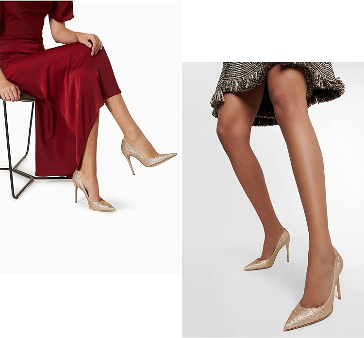 Modatope Women Pumps Heels Sparkly Wedding Shoes Dress Heels Closed Toe Heels Work Pumps Shoes