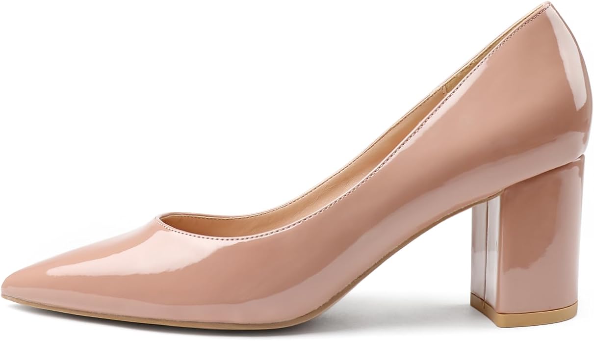 JOY IN LOVE Pumps for Women Chunky Heels Comfortable Middle Block Heel Work Dress Pumps