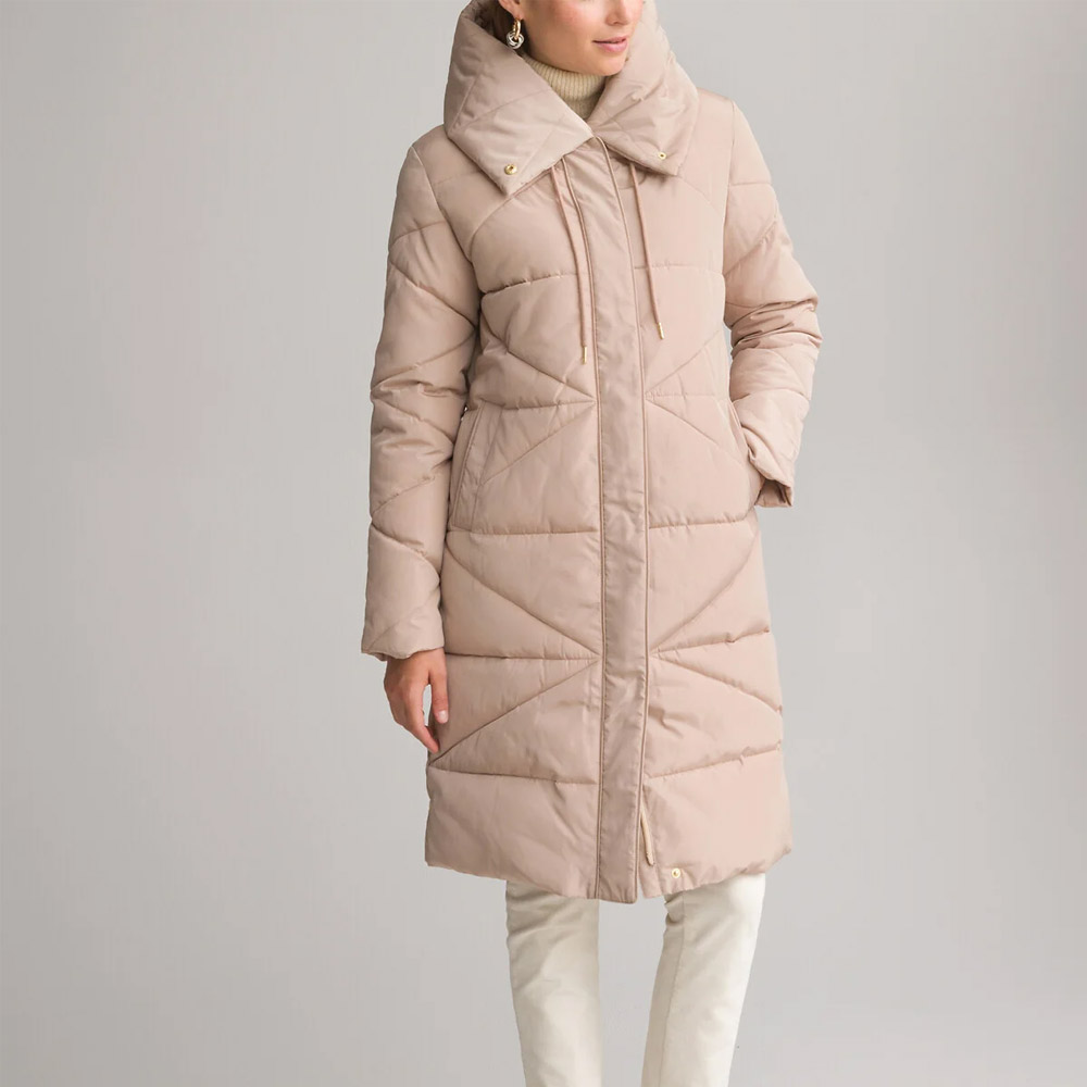 Mid-Length Padded Jacket with Integral Hood