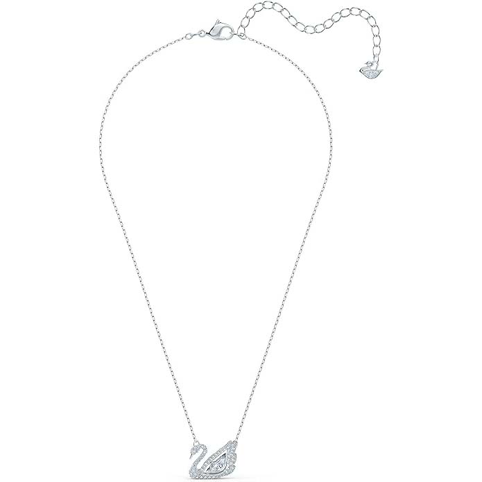 SWAROVSKI Dancing Swan Necklace Jewelry Collection, Rhodium Finish, Blue Crystals, Clear Crystals