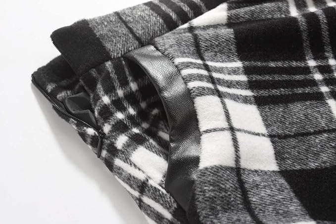 IDEALSANXUN Womens High Elastic Waist Maxi Skirt A-line Plaid Winter Warm Flare Long Skirts